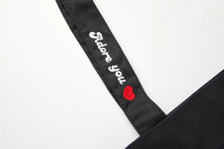 Eco Bag Bear Embroidered String Black - Image 3